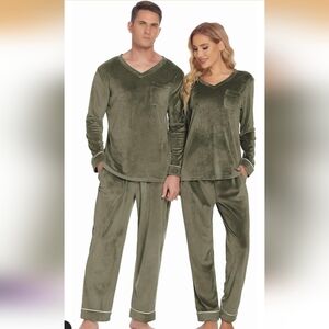 Women's Olive Green Velour Pajama Set